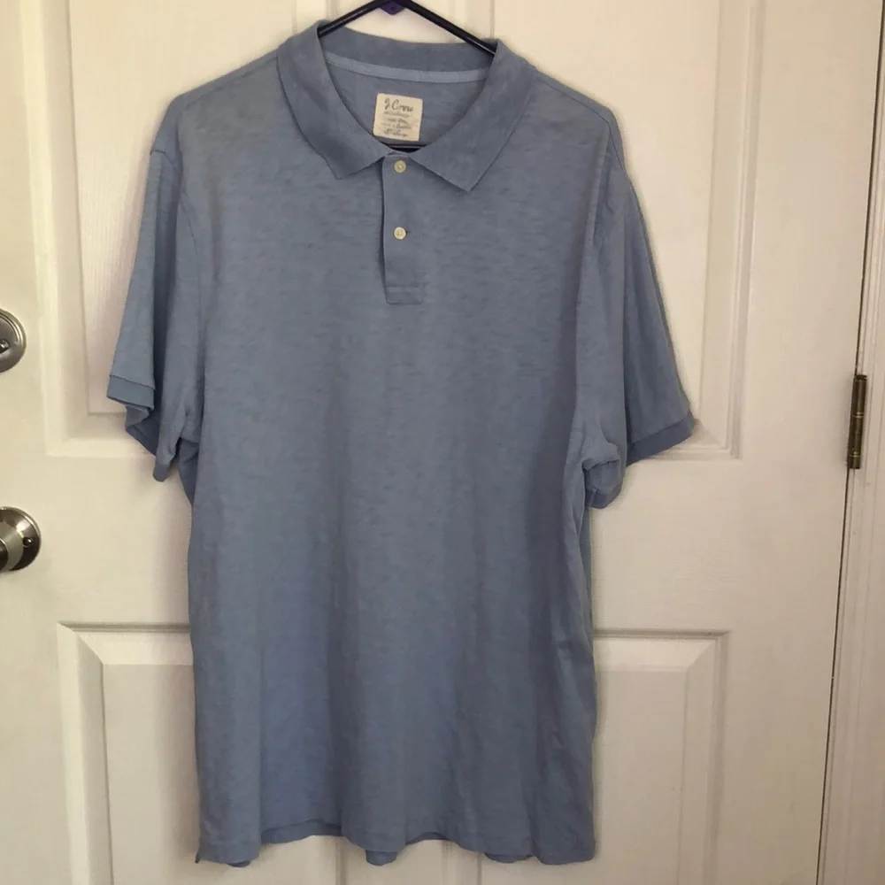 J Crew light blue short sleeve polo shirt size XL 100% Cotton lightweight preppy